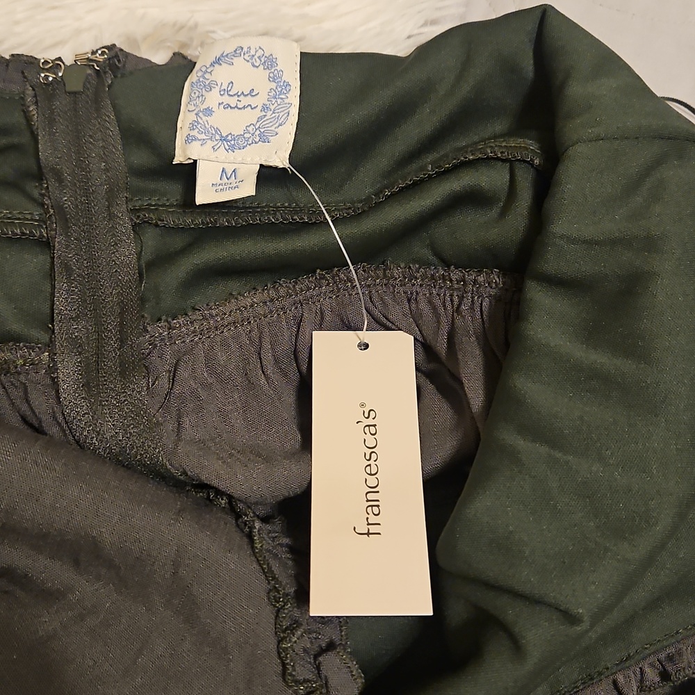 NWT Blue Rain Olive V-Neck Ruffle Wide-Leg Jumpsuit - Picture 6 of 9
